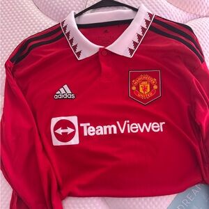 Adidas Red and Black Sports Jersey